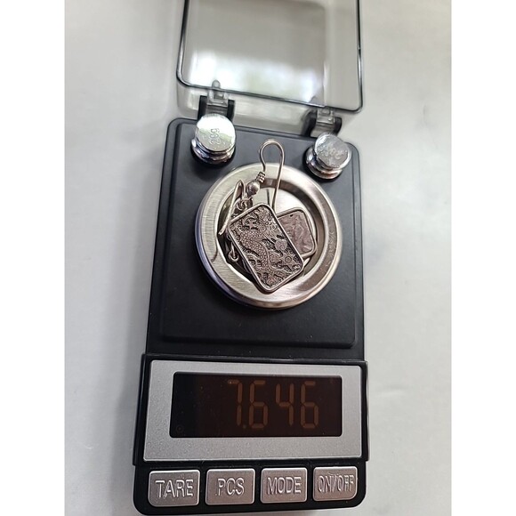 925 Sterling Silver Dragon Themed Rectangular Shaped Dangling Pierced Earrings - Picture 10 of 10